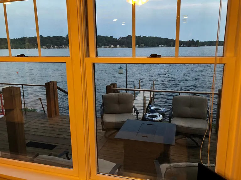 Lake and deck view from living room