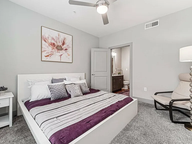 Spacious and light-filled bedroom in a modern 1- or 2-bedroom at The Broadway, Houston, TX