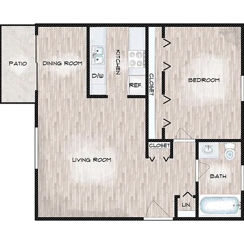 Floor plan 1 Bed 1 Bath
