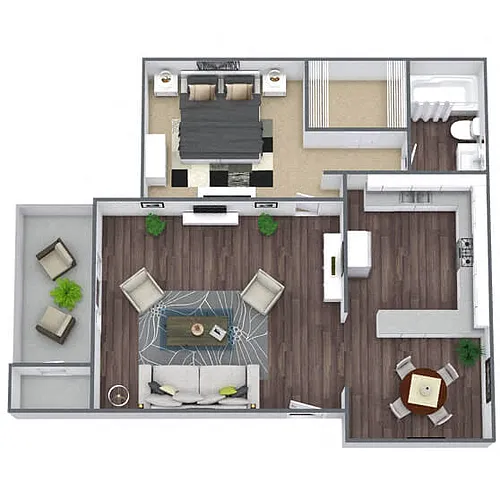 Floor plan A1: 1 Bed 1 Bath