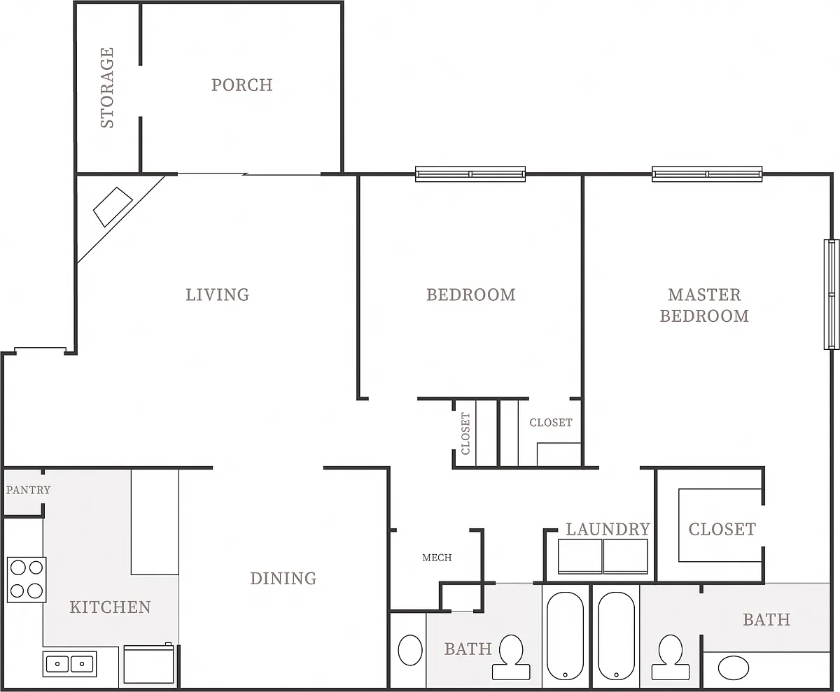 Floor plan 2 Bedroom 2 Bath