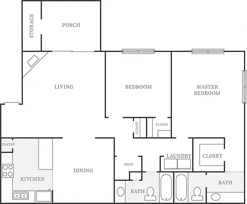 Floor plan 2 Bedroom 2 Bath