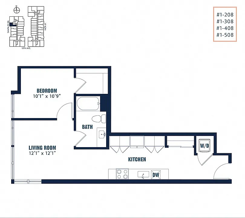 Floor plan Quin 1 Bedroom A1