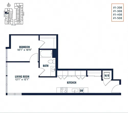 Floor plan Quin 1 Bedroom A1