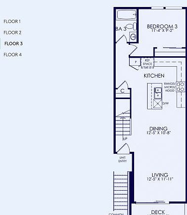 Plan E Floor Plan, Quick Move-In Home, Floor 3
