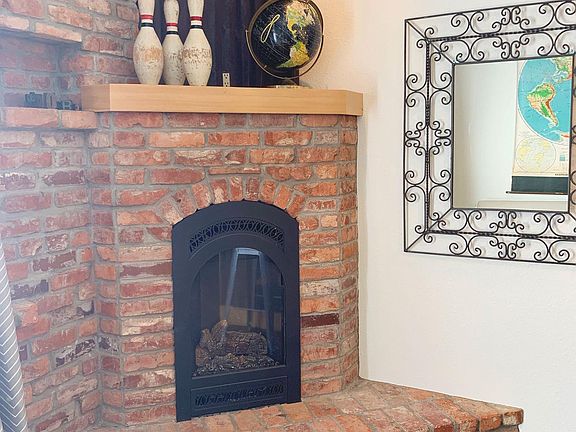 Gas fireplace.