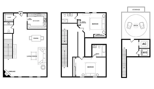 Floor plan 2 Bed, 2.5 Bath Townhome