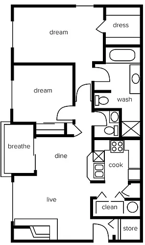 Floor plan 2 Bed 2 Bath