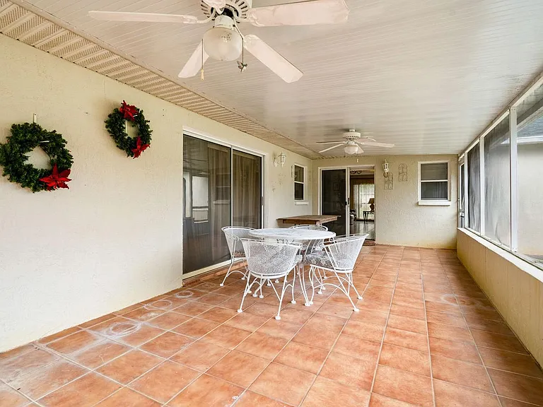 Screened covered patio.