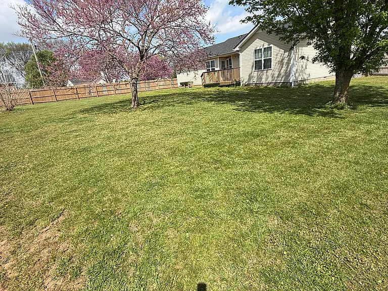 Large fenced backyard for pets to run freely.