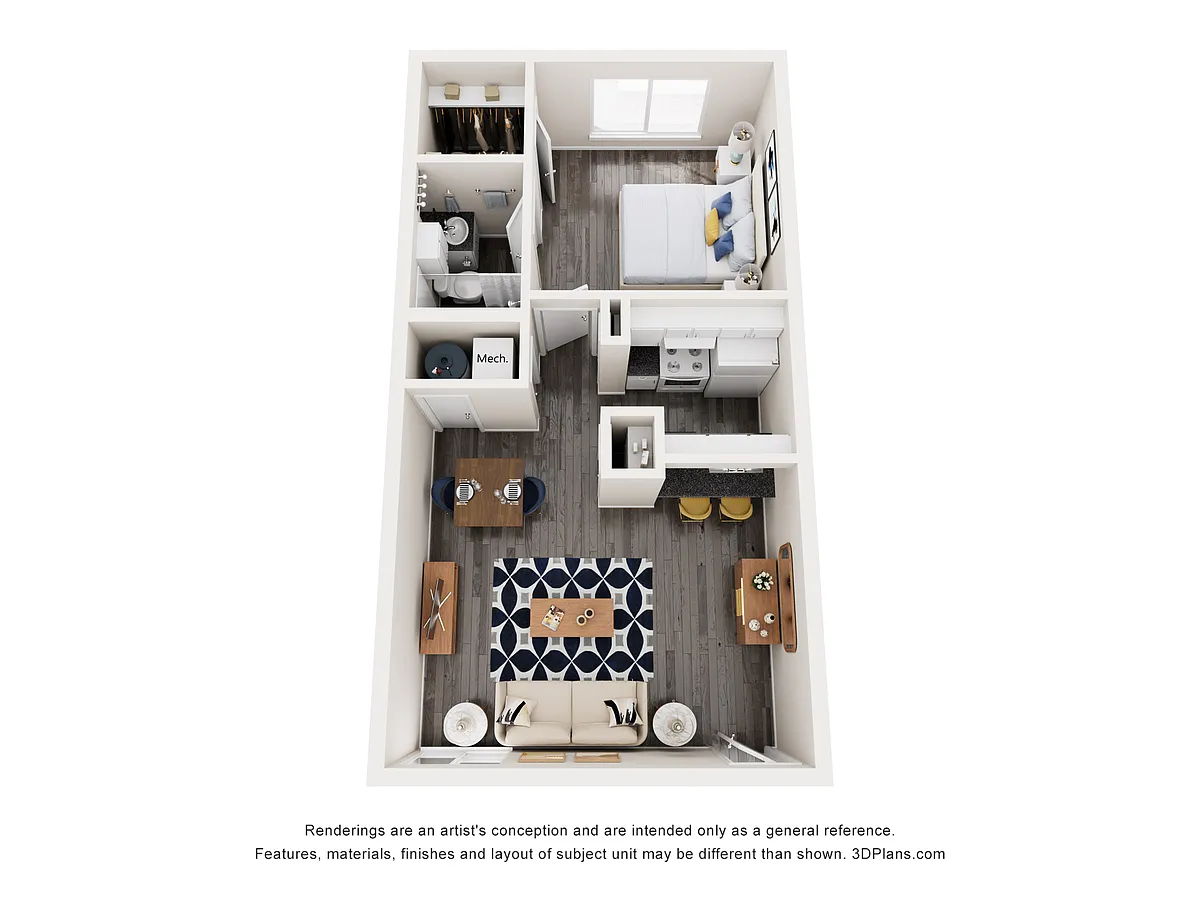 Floor plan Alma Soco - A2 - 1 Bed | 1 Bath - Premium