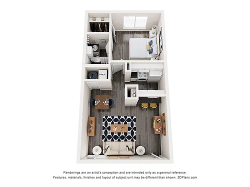 Floor plan Alma Soco - A2 - 1 Bed | 1 Bath - Premium