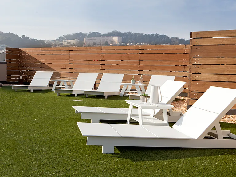 A view of the mountains from our rooftop loungers