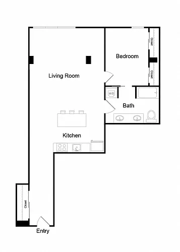 Floor plan One Bed One Bath D.5