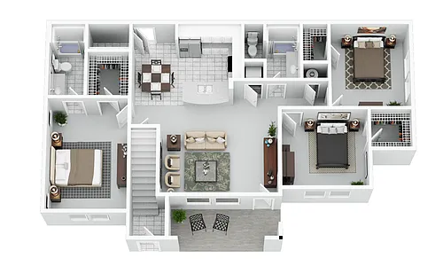 Floor plan 3 Bed 2 Bath with Optional Fireplace
