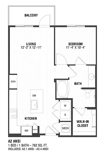 Floor plan 1 Bed/1 Bath