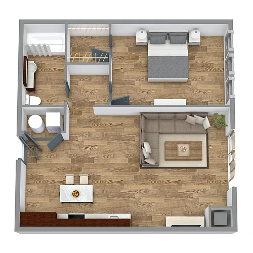 Floor plan The 1 Bedroom 5 (Orange)