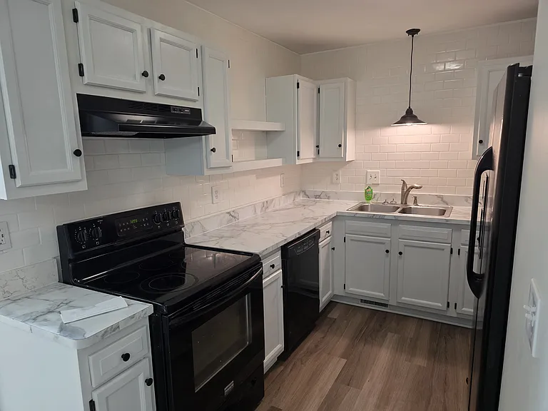 Kitchen with New Counter, Back Splash, Flooring