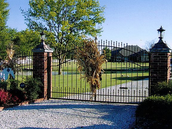 A gate guards this rural estate