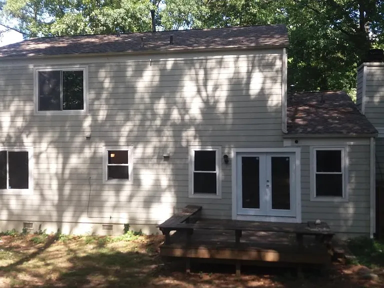 Back view of home and patio.