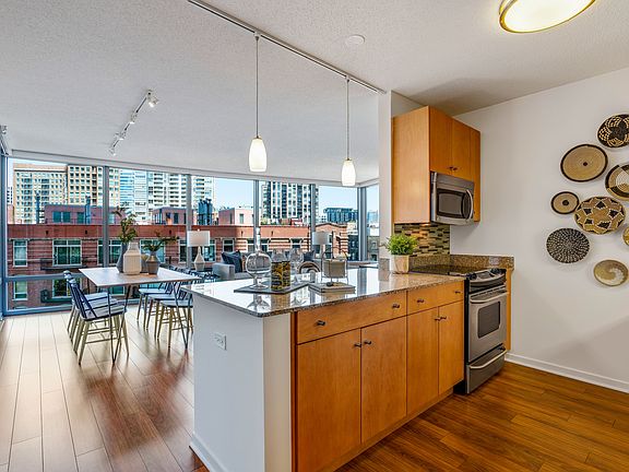Stainless steel appliances, with granite counter tops