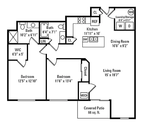 Floor plan 2B/2B E
