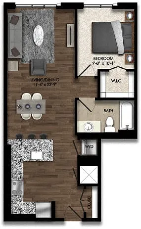 Floor plan 1 Bed/1 Bath-8E
