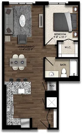 Floor plan 1 Bed/1 Bath-8E