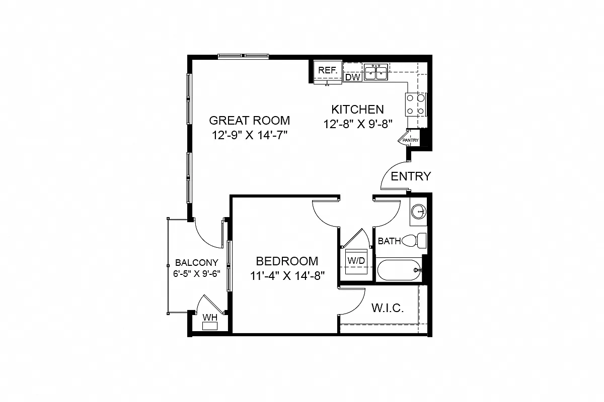 Floor plan 1 Bedroom 1A