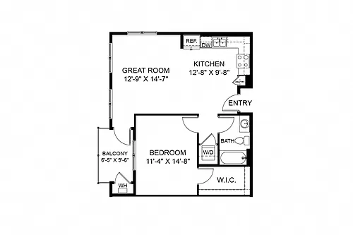 Floor plan 1 Bedroom 1A