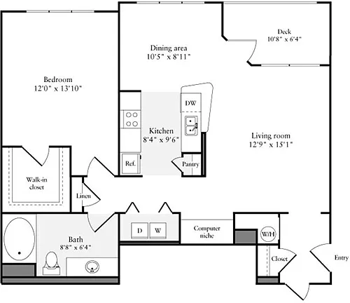 Floor plan 1 Bedroom C