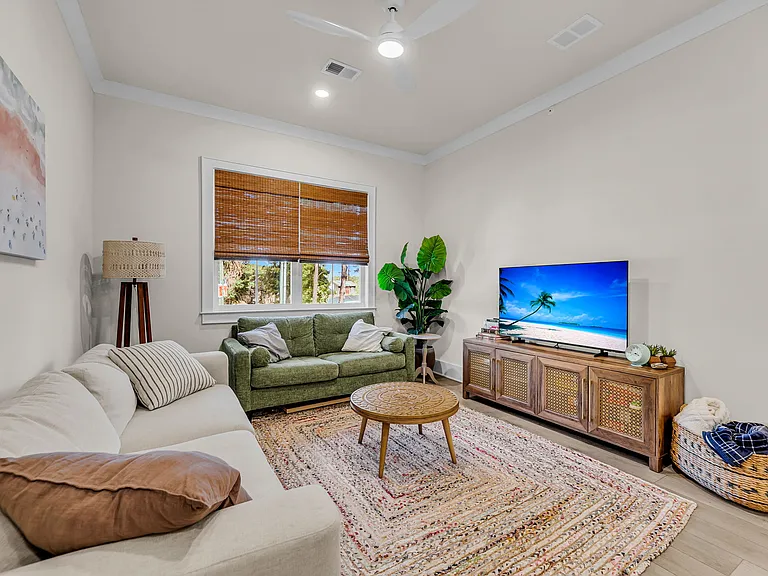 Double windows provide bright morning sun and all day natural light