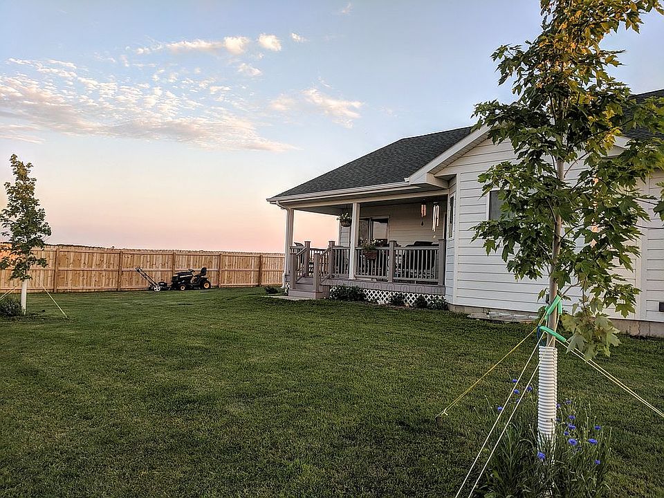 Backyard fence, trees & deck
