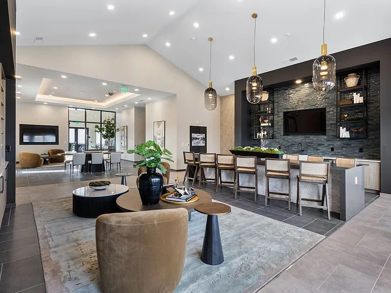 Resident lounge and clubroom at Montage West Lafayette.