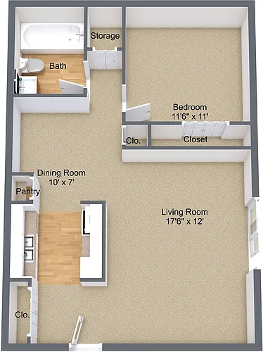 Floor plan One Bedroom Upper