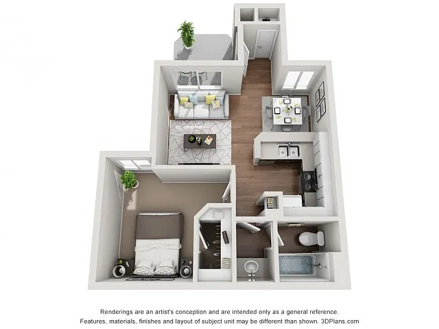Floor plan One Bedroom One Bath