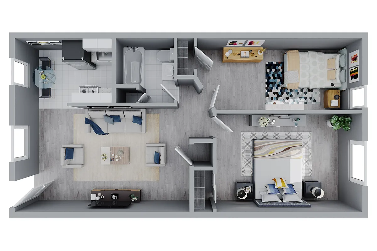 Floor plan 2 Bed with Private Entry - Manor