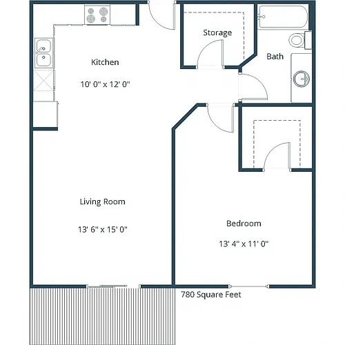 Floor plan One Bedroom 11A