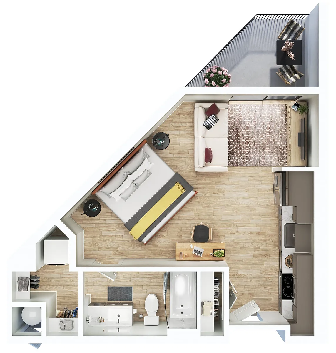 Floor plan Trailhead- 0BR/1BA