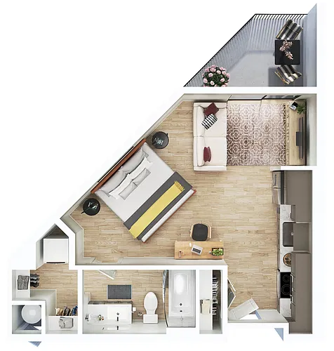 Floor plan Trailhead- 0BR/1BA