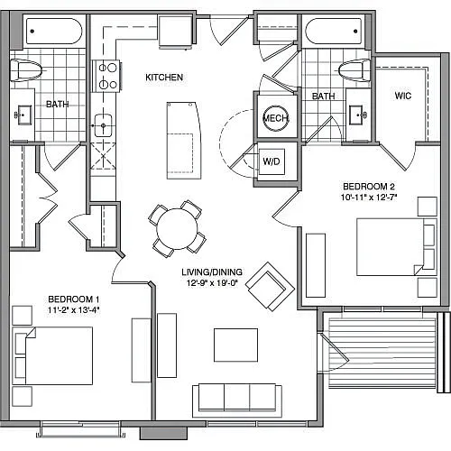 Floor plan 2 Bdrm G