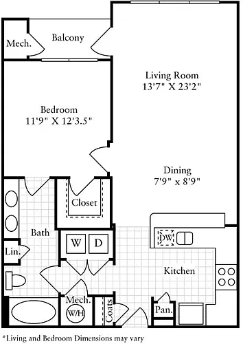 Floor plan 1 Bedroom D