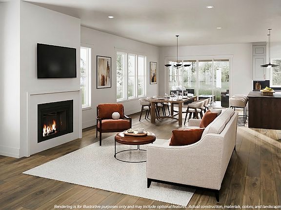 Great Room rendering, featuring the Luxe Eclipse design package.