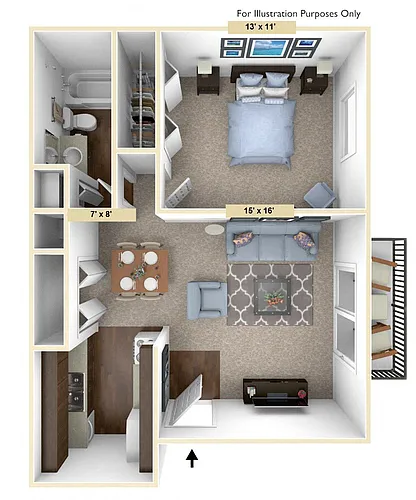 Floor plan One Bedroom Timberland