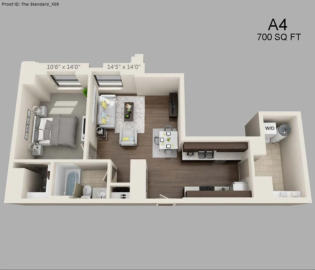 Floor plan One Bed/One Bath - 700