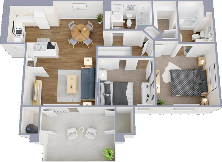 2 Bedroom Floorplan Diagram