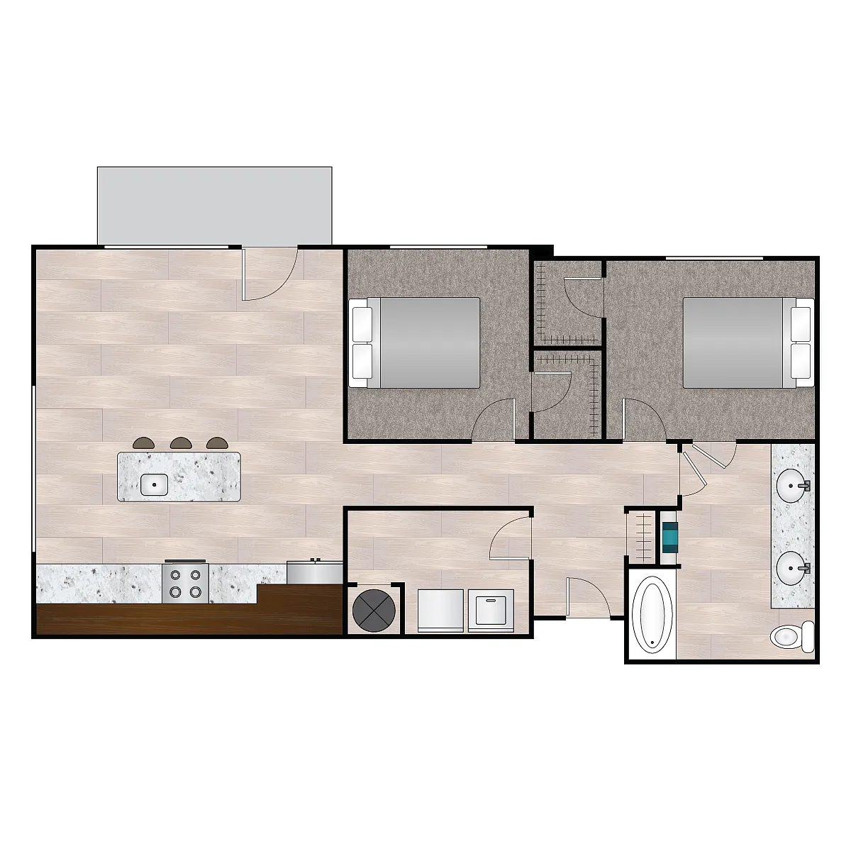 Floor plan B Otto 1064 sqft - 1069 sqft