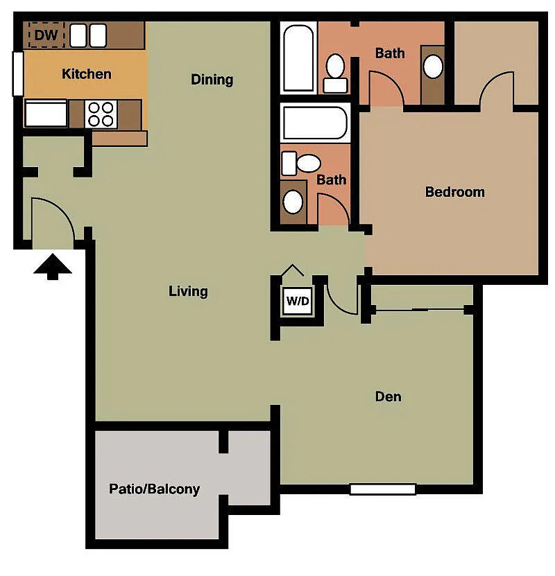 Floor plan 1x2BR1T3
