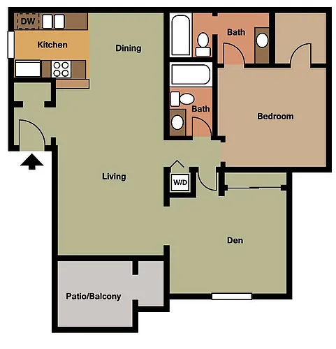 Floor plan 1x2BR1T3