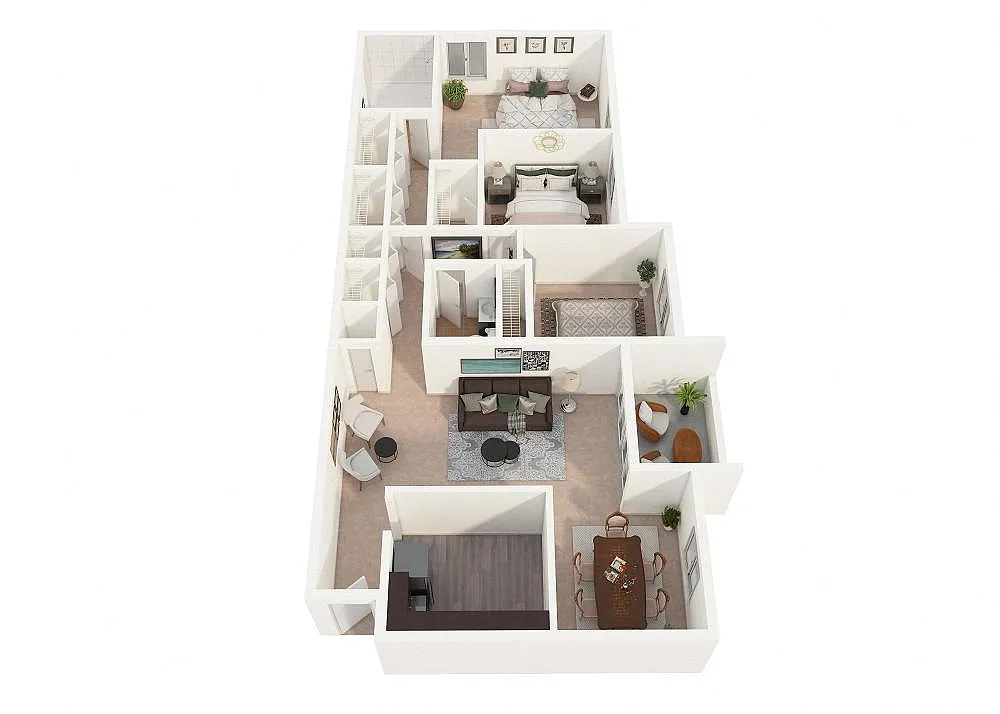 Floor plan Three Bedroom + Balcony